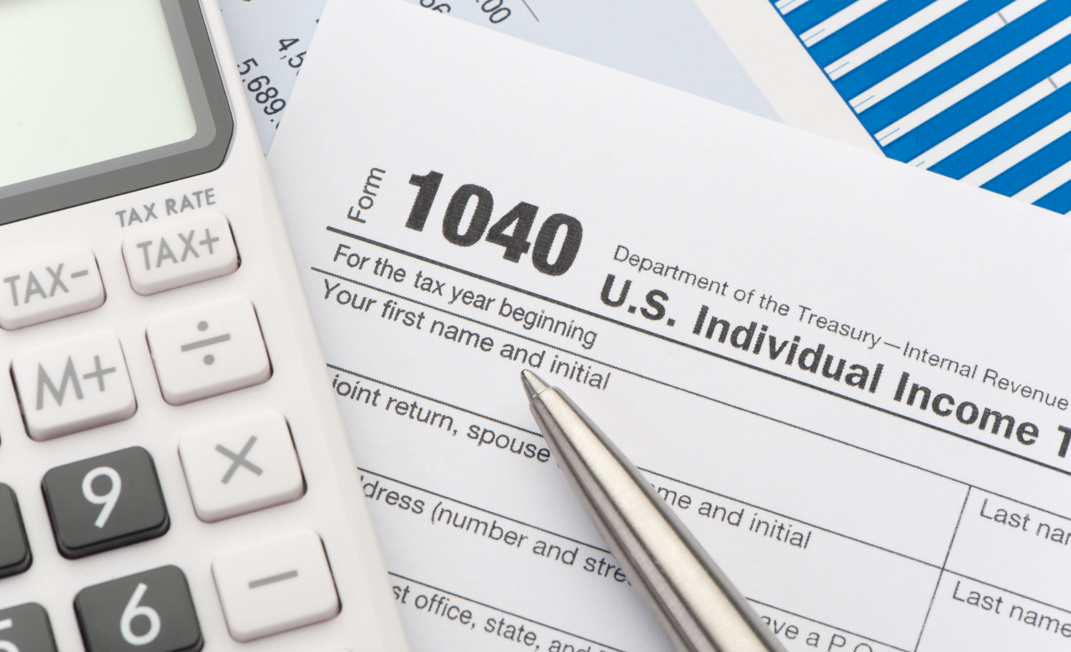taxes - 4.5. 5.689. 5 50 1040 For the tax year beginning Department of the TreasuryInternal Revenue U.S. Individual Income T Your first name and initial ioint return, spouse Tax Rate TaxTax |M M 9 56 X 'dress number and stre st office, state, and Last nar